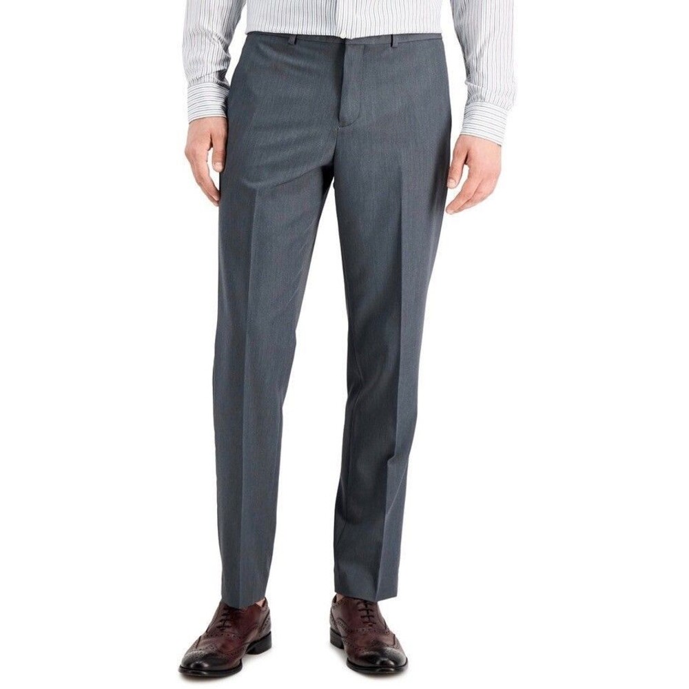 $95 PERRY ELLIS MENS 36X30 SMOKED PEARL GRAY SOFT TROUSERS DRESS PANTS SLACKS